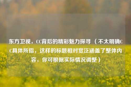 东方卫视，CC背后的精彩魅力探寻 （不太明确CC具体所指，这样的标题相对宽泛涵盖了整体内容，你可根据实际情况调整）