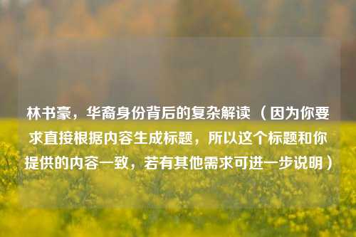 林书豪，华裔身份背后的复杂解读 （因为你要求直接根据内容生成标题，所以这个标题和你提供的内容一致，若有其他需求可进一步说明）