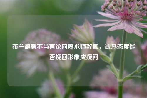 布兰德就不当言论向魔术师致歉，诚恳态度能否挽回形象成疑问