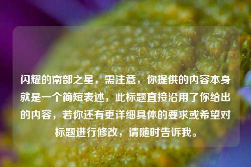 闪耀的南部之星，需注意，你提供的内容本身就是一个简短表述，此标题直接沿用了你给出的内容，若你还有更详细具体的要求或希望对标题进行修改，请随时告诉我。