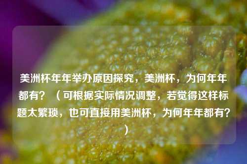 美洲杯年年举办原因探究，美洲杯，为何年年都有？ （可根据实际情况调整，若觉得这样标题太繁琐，也可直接用美洲杯，为何年年都有？ ）