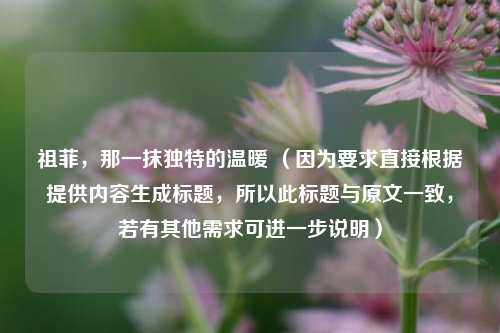 祖菲，那一抹独特的温暖 （因为要求直接根据提供内容生成标题，所以此标题与原文一致，若有其他需求可进一步说明）