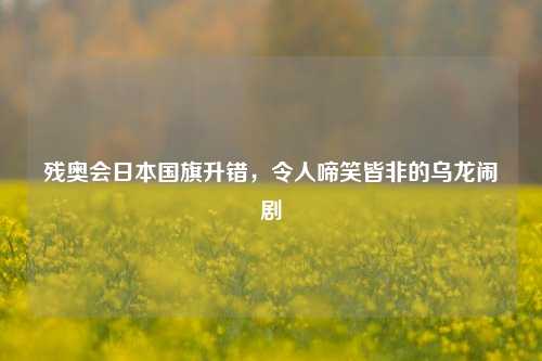 残奥会日本国旗升错，令人啼笑皆非的乌龙闹剧