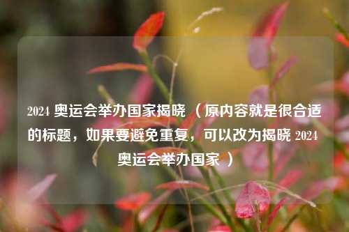 2024 奥运会举办国家揭晓 （原内容就是很合适的标题，如果要避免重复，可以改为揭晓 2024 奥运会举办国家 ）