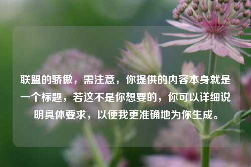 联盟的骄傲，需注意，你提供的内容本身就是一个标题，若这不是你想要的，你可以详细说明具体要求，以便我更准确地为你生成。