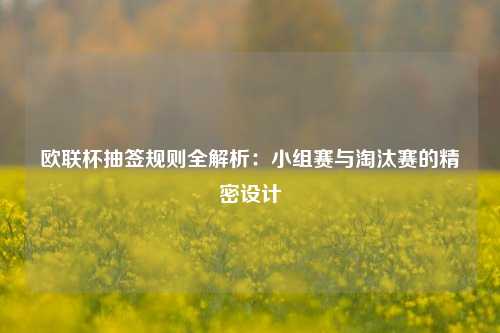 欧联杯抽签规则全解析：小组赛与淘汰赛的精密设计