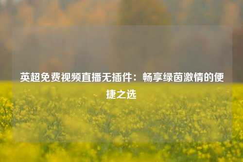 英超免费视频直播无插件：畅享绿茵激情的便捷之选