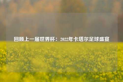 回顾上一届世界杯：2022年卡塔尔足球盛宴