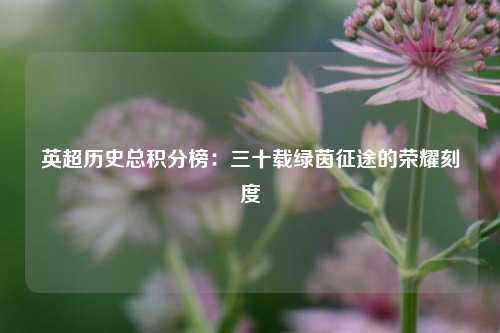 英超历史总积分榜：三十载绿茵征途的荣耀刻度