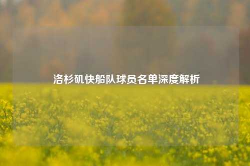  洛杉矶快船队球员名单深度解析
