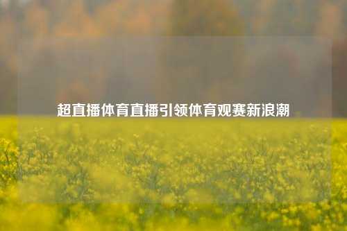 超直播体育直播引领体育观赛新浪潮